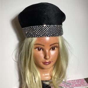 Vintage fur and rhinestone beret